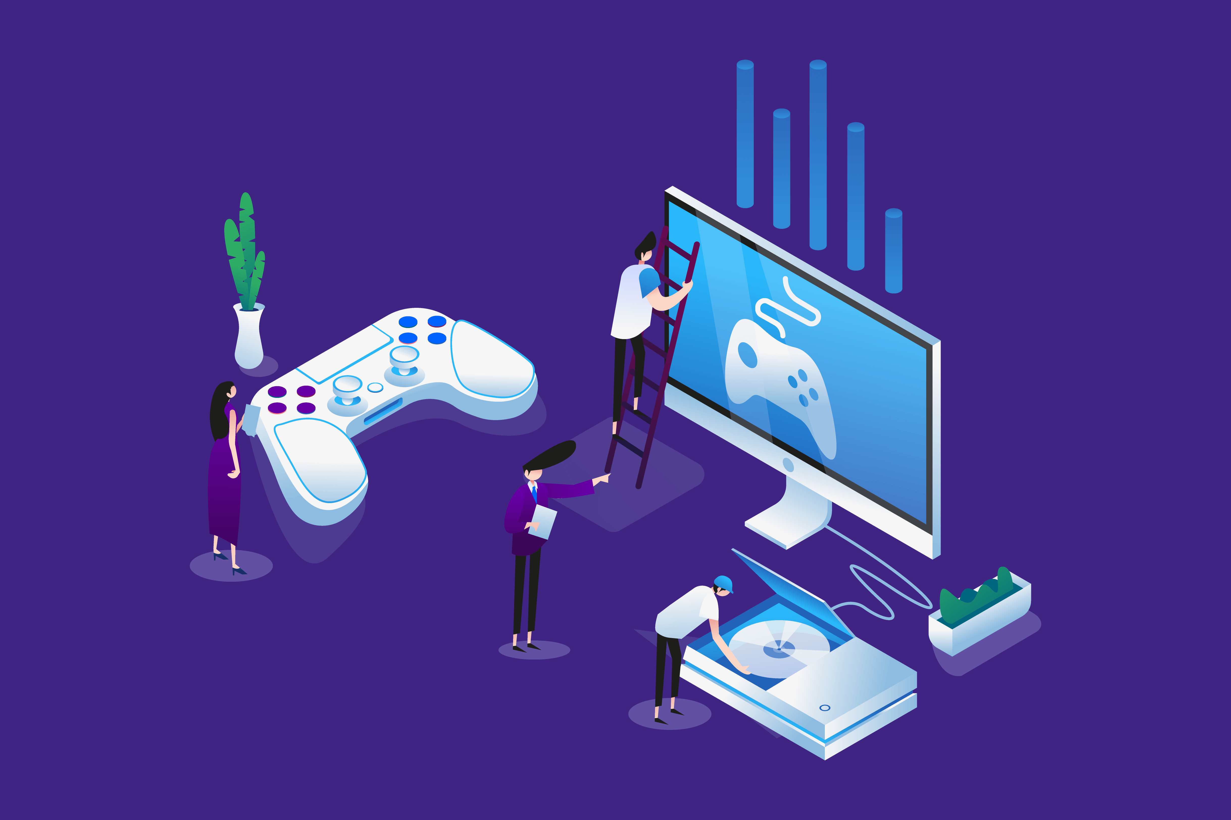 Designer at computer working on a project